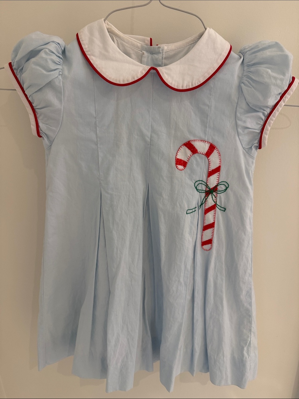 Little English Light Blue Candy Cane Christmas Dress